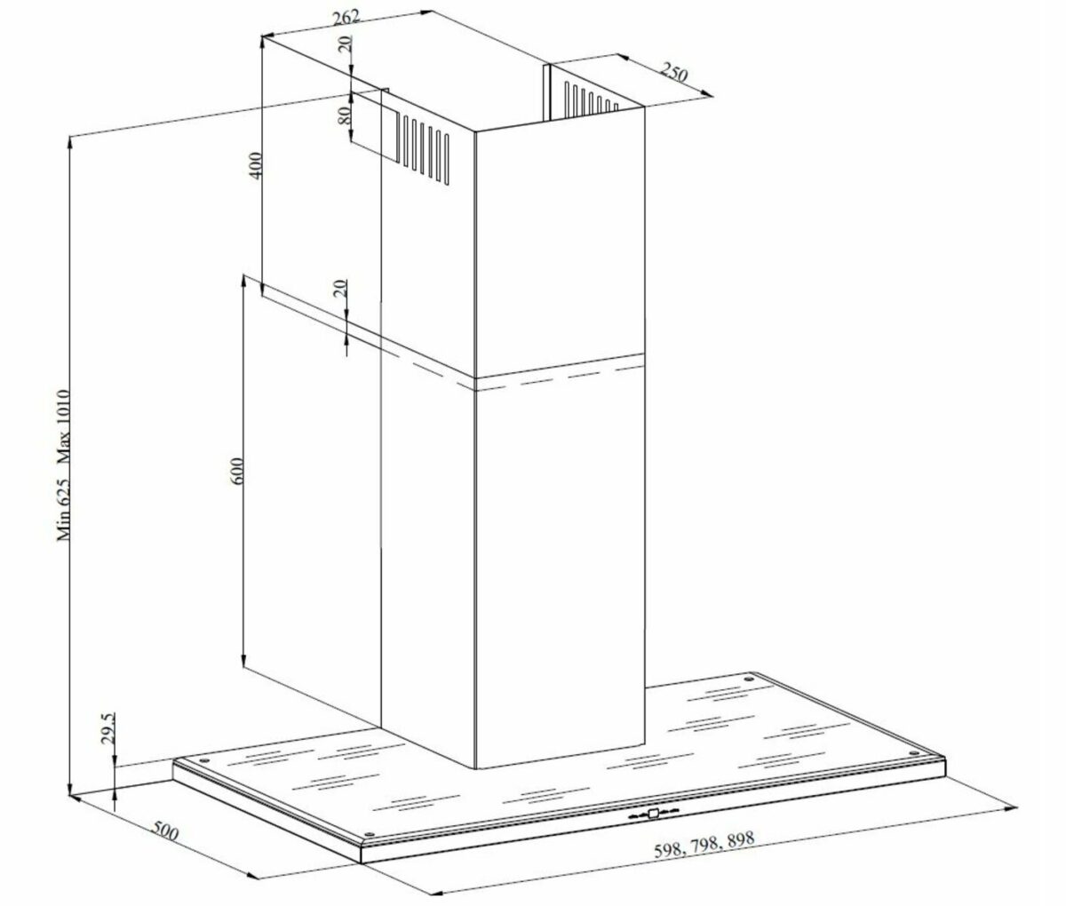 Silverline SL3122 60 80 90 CM Vegghengt ventilator System Kjøkken AS